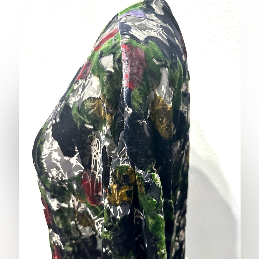 Daniel Rainn Black Velvet and Lace Floral Kimono Sz M - Picture 14 of 16